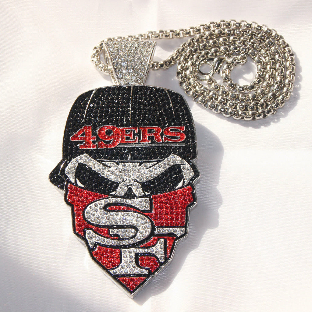 Newest Sports Team Logo Bandit Skull  Pendant Necklace – Iced Out Hip Hop Jewelry for True Fans