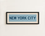 Framed New York City Columbia Blue and Navy Bus Scroll