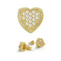 Heart 1 Cubic Zirconia Earrings 14K Gold Filled Silver Hip Hop Studs Jewelry Women