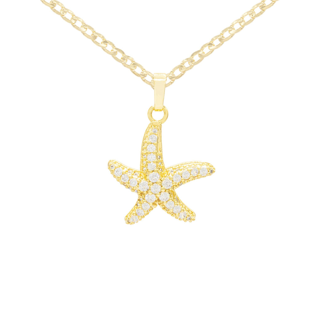 Starfish Cubic Zirconia Pendant With Necklace Set 14K Gold Filled