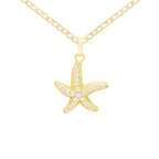Starfish Cubic Zirconia Pendant With Necklace Set 14K Gold Filled