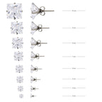 Cubic Zirconia Round Silver Stud Earrings Set Of 2 Stainless Steel Jewelry Men Women