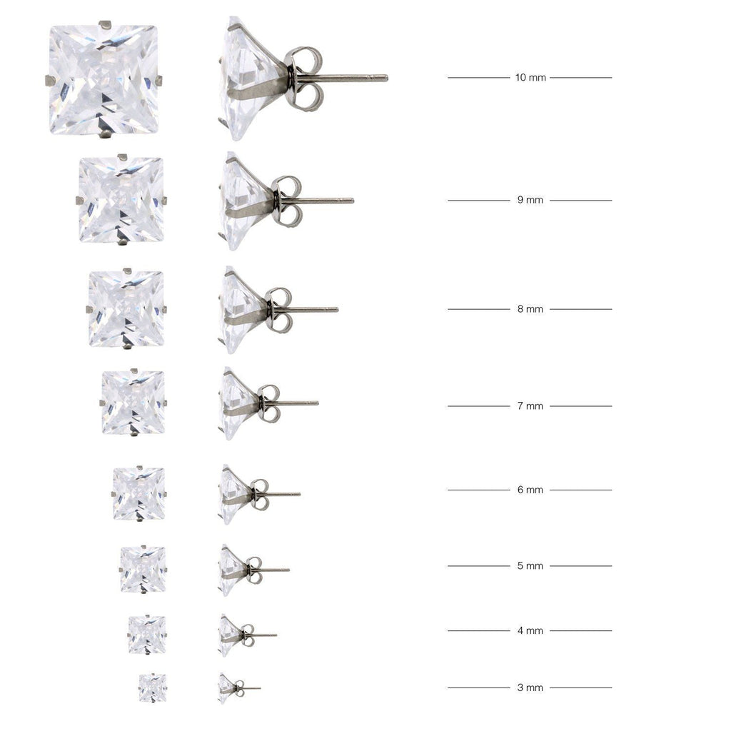 Cubic Zirconia Round Silver Stud Earrings Set Of 4 Stainless Steel Jewelry Men Women