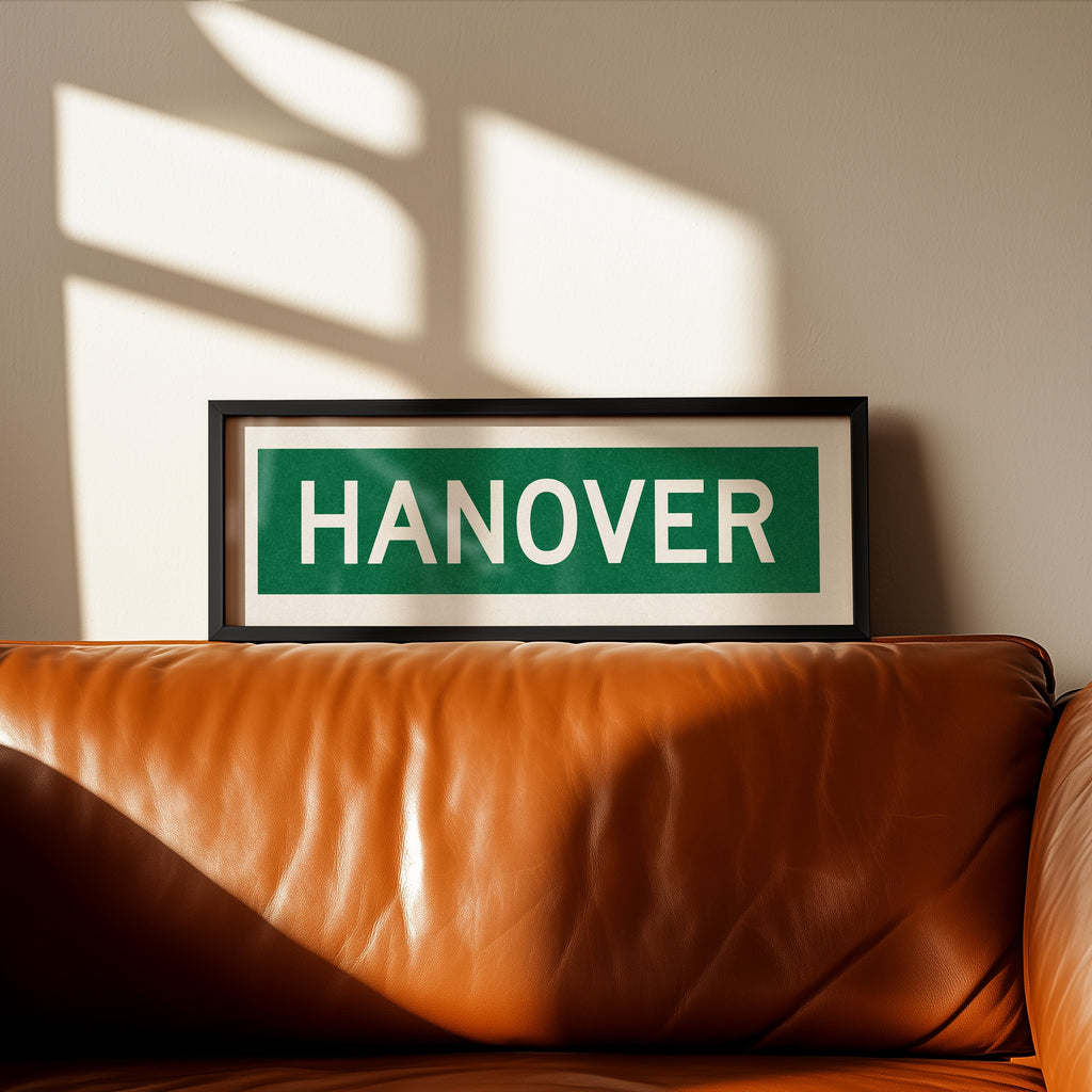 Framed Hanover Green and White Bus Scroll