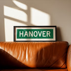 Framed Hanover Green and White Bus Scroll