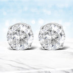 14K White Gold 5/8 Cttw Round Brilliant-Cut Lab Grown Diamond Classic 4-Prong Push back Stud Earrings (F-G Color, VS1-VS2 Clarity)