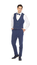Men's Blue Double Breasted Seersucker Vest – Grant