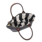 Dot Tote | Black Washed Canvas + Brown