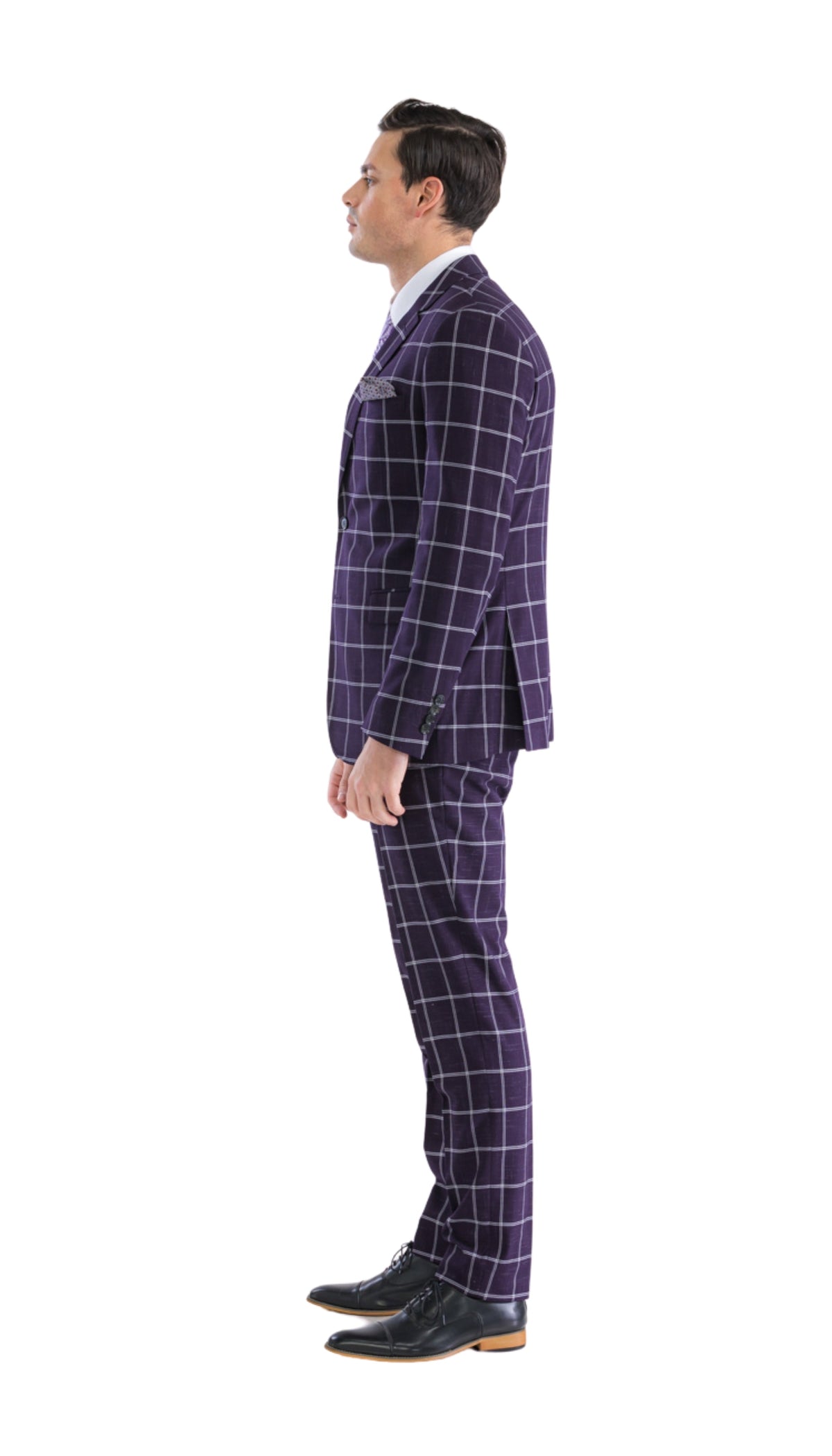 Copper Burgundy 3pc Slim Fit Notch Lapel Suit with Double Breasted Vest