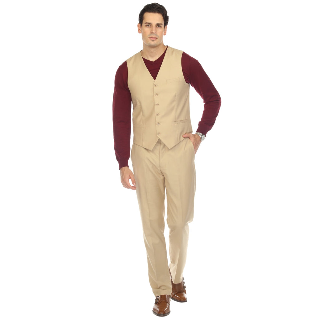 Men's Tan Vest - Solo Adjustable Suit Vest & Waistcoat for Wedding, Groomsmen & Prom, Sizes 36-54 | Ferrecci