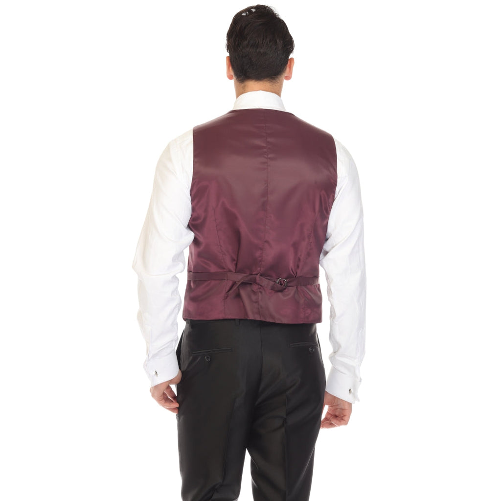 Men's Burgundy Vest - Solo Adjustable Suit Vest & Waistcoat for Wedding, Groomsmen & Prom, Sizes 36-52 | Ferrecci