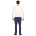 Sam Jacobi Men's Pullover White Knitted Sweater Crewneck Stylish Knitwear Long Sleeve Casual Slim Fit