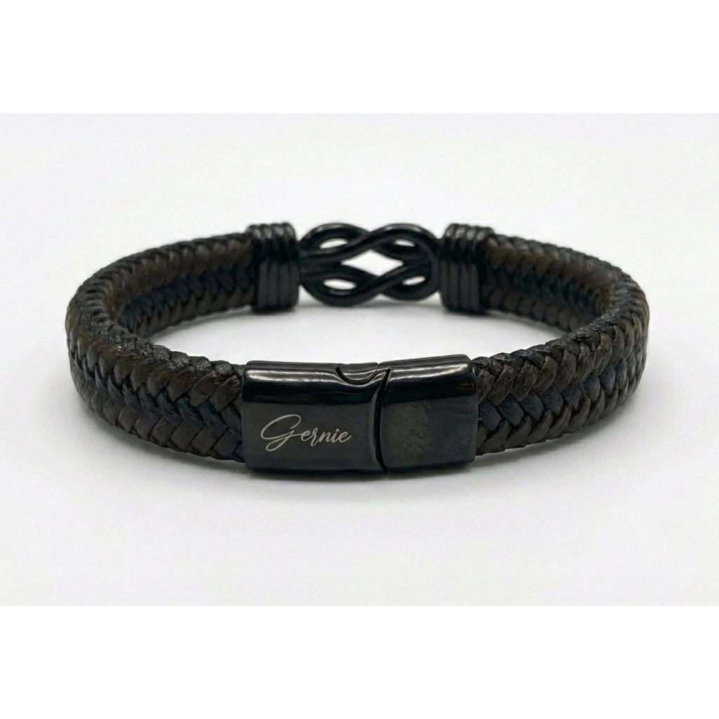 Men's Genuine Braided Leather Kensington Bracelet