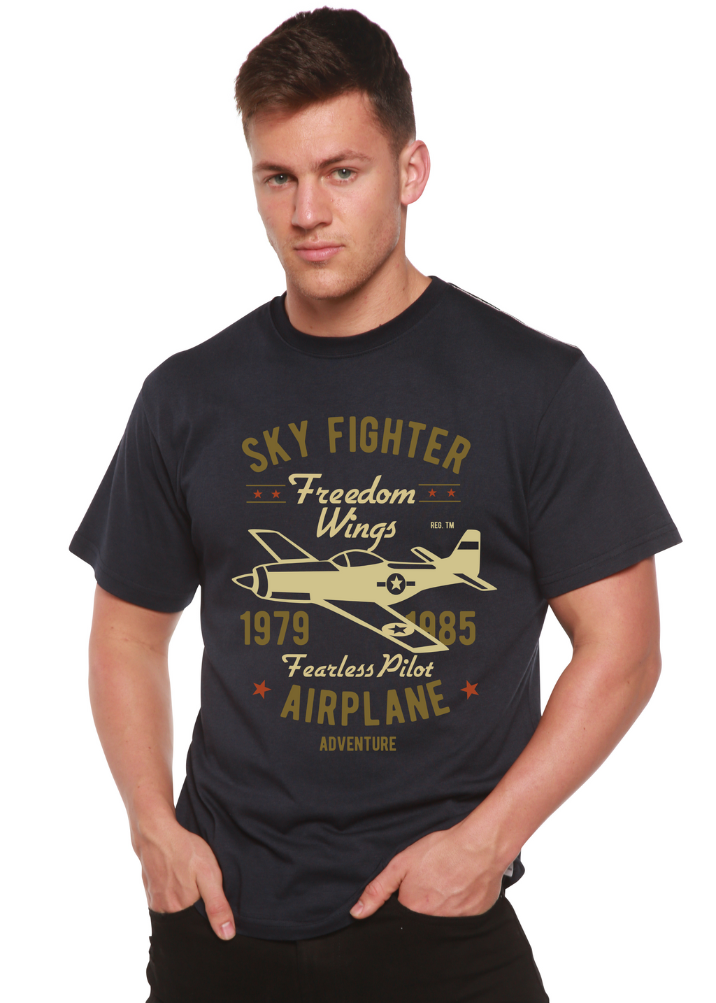 Sky Fighter Spun Bamboo® Men's Bamboo Viscose/Organic Cotton Short Sleeve Graphic T-Shirt