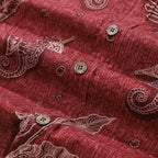 Red Hawaiian Shirt For Men Seahorses Shirt Button-down Short Sleeve 100% Cotton Shirt