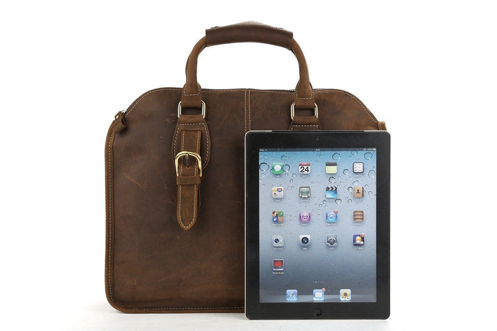 Flash Sale Vintage Leather Laptop Briefcase Crossbody Bag Mens Messenger Shoulder Bag