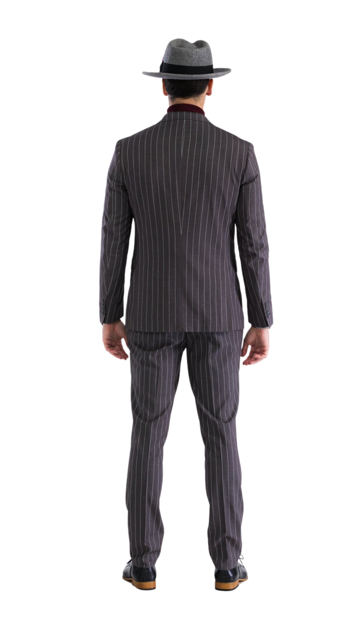 Bellagio Grey White Mens 2 Button Slim Peak Lapel Suit With Pick Stitching Ticket Pocket Double Breasted Vest With Shawl Lapel