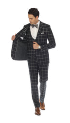 Copper Hunter Green 3pc Slim Fit Notch Lapel Suit with Double Breasted Vest