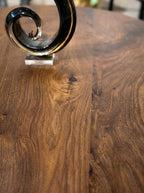 Modern Round Walnut Pedestal Dining Table