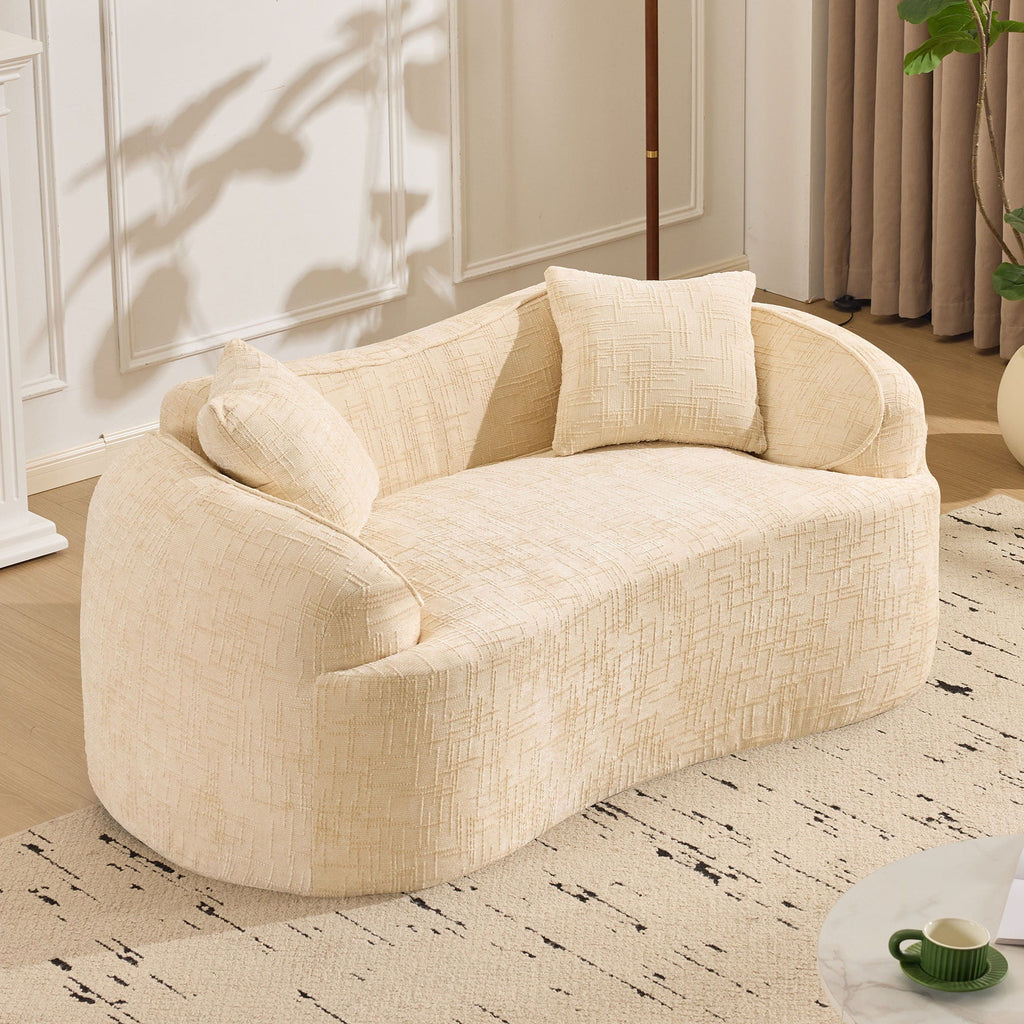 Curved 2 Person Compress Sofa With Armrests