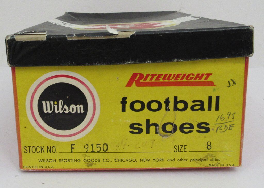 Pair of Vintage Wilson Riteweight Black Football Cleats Size 8  NIB 182907