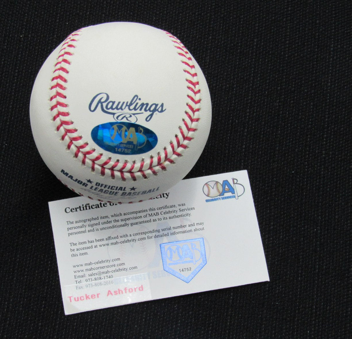 Tucker Ashford Signed/Auto Yankees 100th OML Baseball MAB 187063