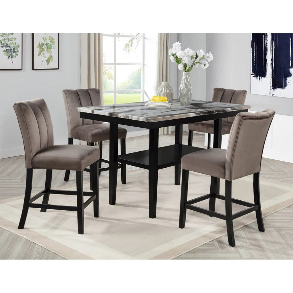 Upholstered Counter Height Chair (Set of 2) - Black / Brown