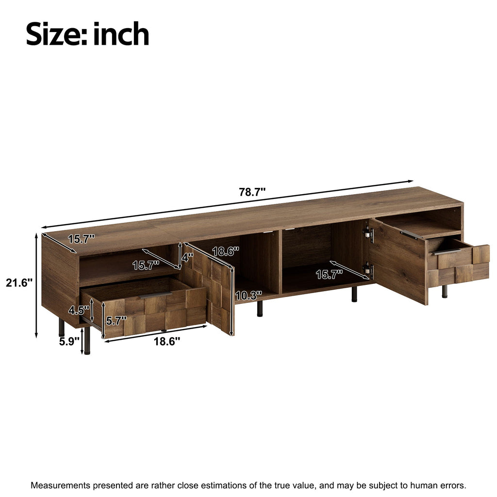 TV Stand With 2 Drawers, For TVs Up To 85'' - Natural