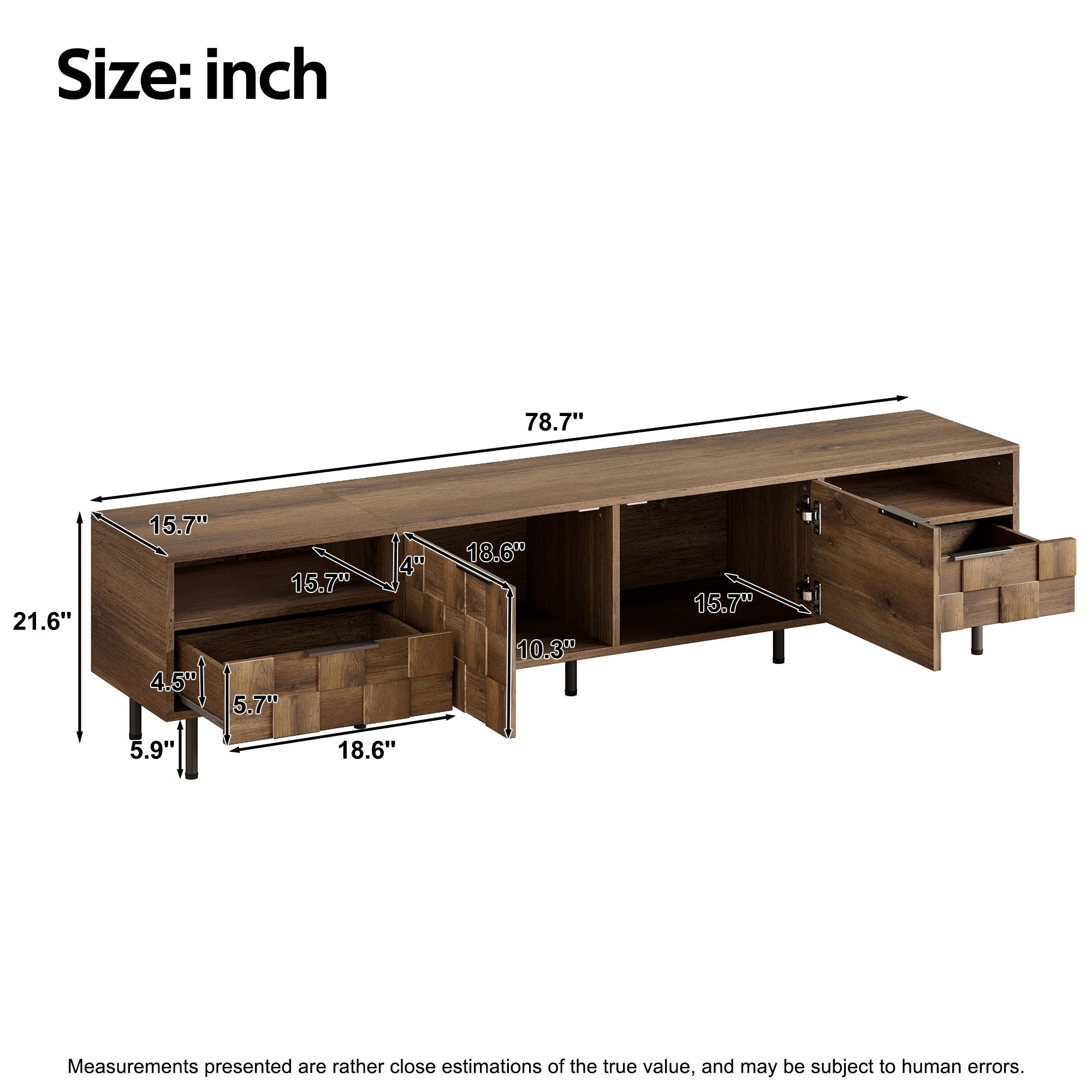 TV Stand With 2 Drawers, For TVs Up To 85'' - Natural