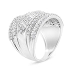 .925 Sterling Silver 2.0 Cttw Diamond Edge Multi-Row Ring Band ( J-K Color, I3 Clarity) - Ring Size 7