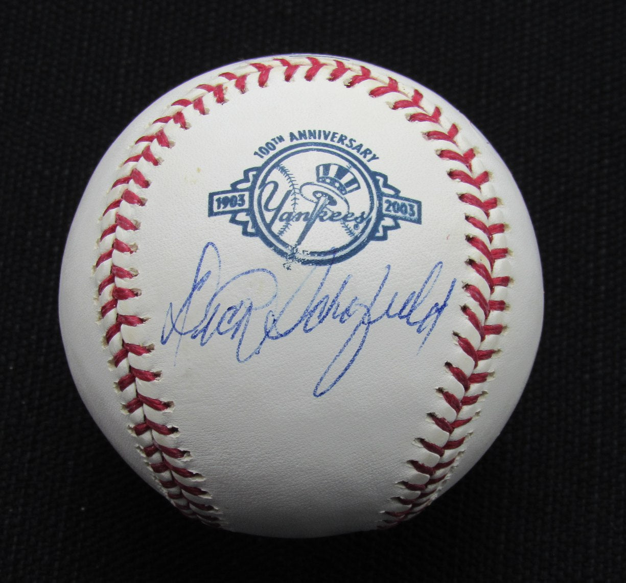 Dick  Schofield Signed/Auto Yankees 100th OML Baseball JSA  186859
