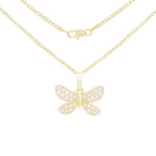 Morning Butterfly Cubic Zirconia Pendant With Necklace Set 14K Gold Filled