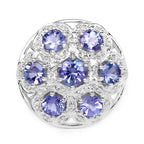 2.00 Carat Genuine Tanzanite and White Zircon .925 Sterling Silver Ring