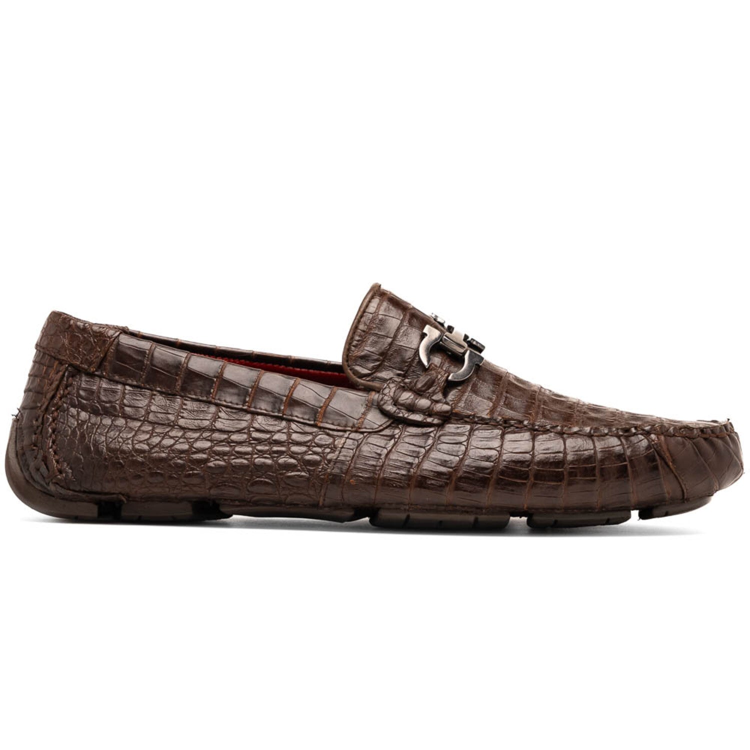 Parma // Caiman Fuscus Leather Bit Loafers // Brown