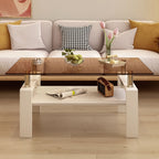 Modern Rectangular Coffee Table With Tempered Transparent