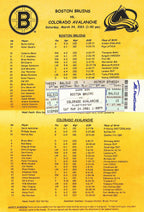 March 24 2001 Boston Bruins vs Colarado Avalanche Program + Ticket Stub 182027