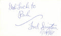 Fred Sington Alabama Crimson Tide CFHOF Signed 3x5 Index Card 189468