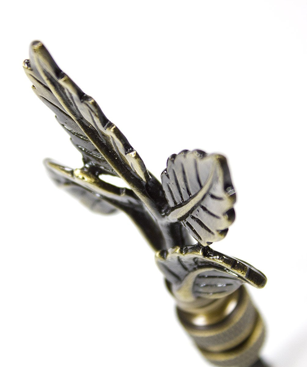 Leaves Lamp Finial Antique Brass Metal 3"h