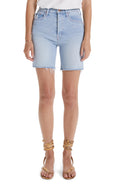 Women's Mother The Tripper Distressed High Waist Fray Cutoff Denim Shorts, Size 26 - Blue