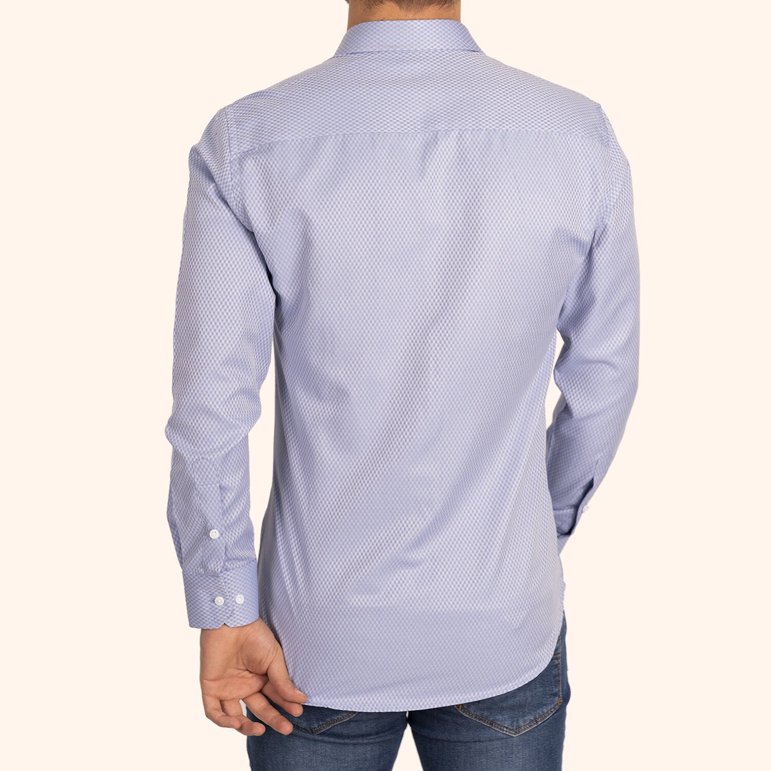 Diamond Patterned Button Up Shirt // Light Blue