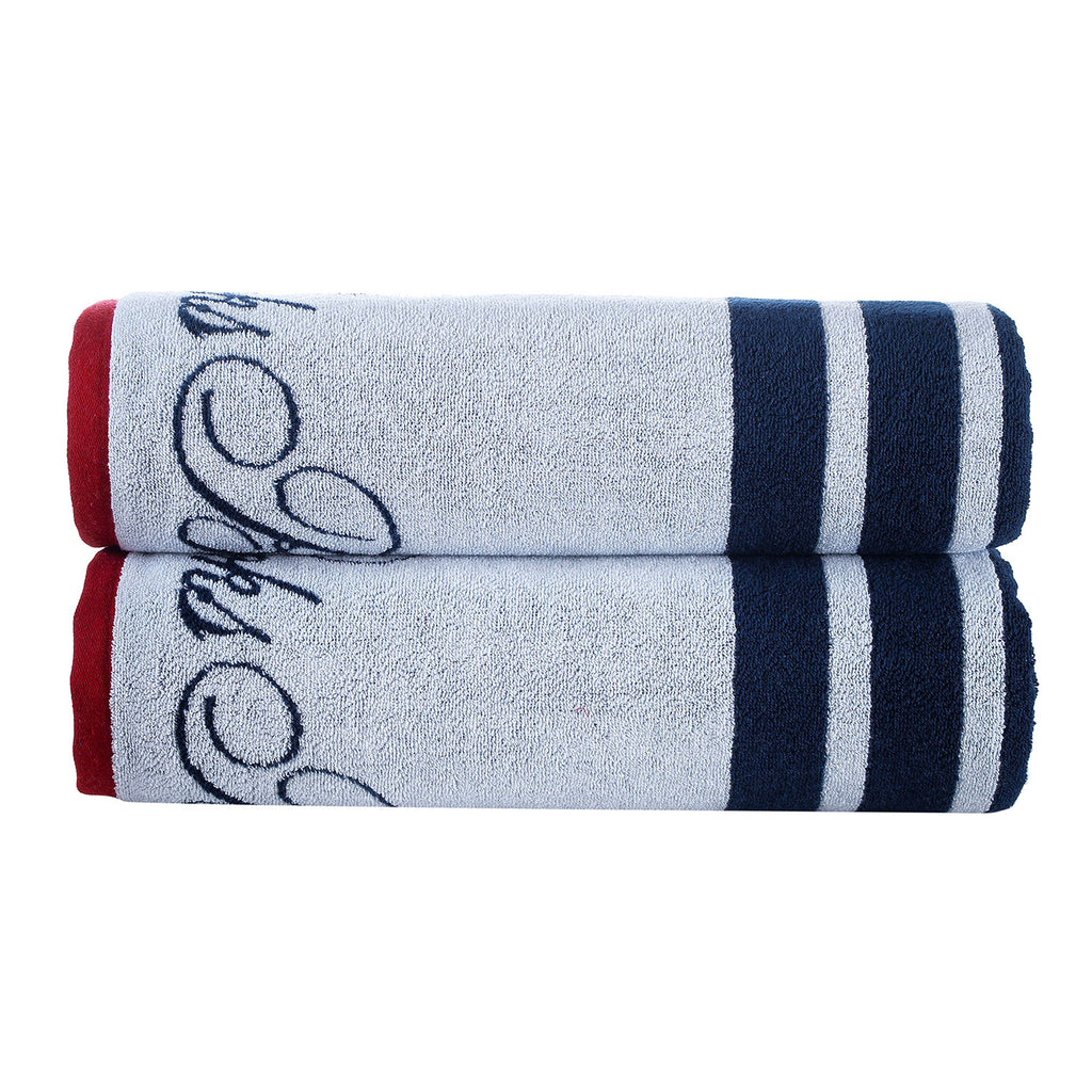 Nautical Blanket Stripe Bath Sheet // White