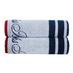 Nautical Blanket Stripe Bath Sheet // White