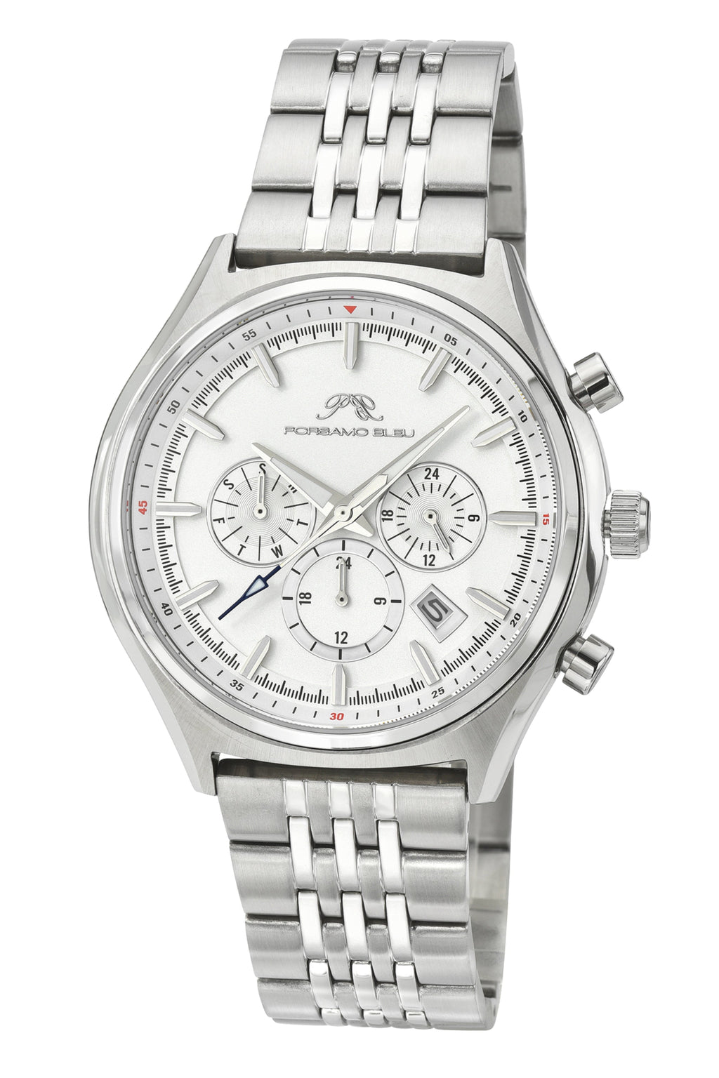 Porsamo Bleu Men's Charlie Multifunction Sivler Tone Watch 1261ACHS