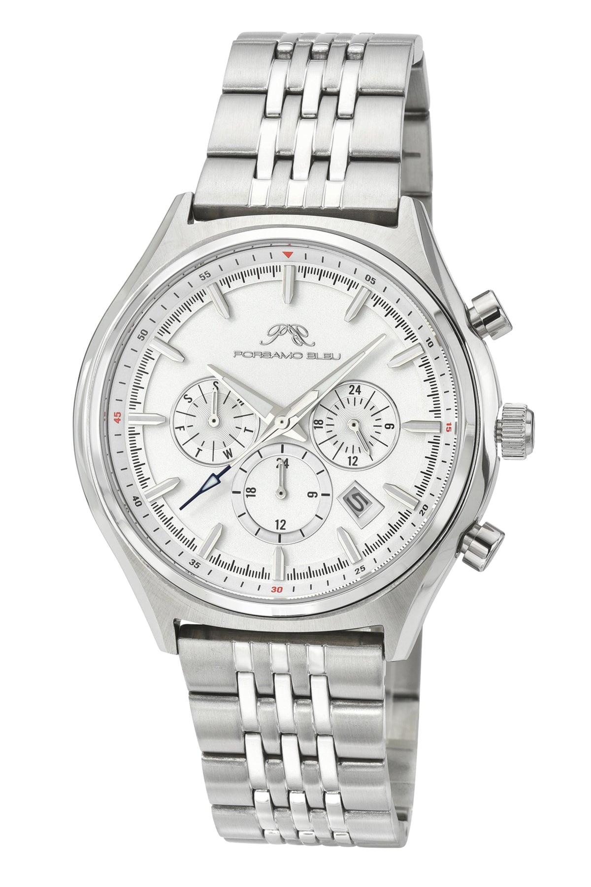 Porsamo Bleu Men's Charlie Multifunction Sivler Tone Watch 1261ACHS