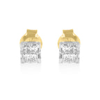 10k Yellow Gold Princess Diamond Quad Stud Earrings (1/4 cttw, J-K Color, I2-I3 Clarity)