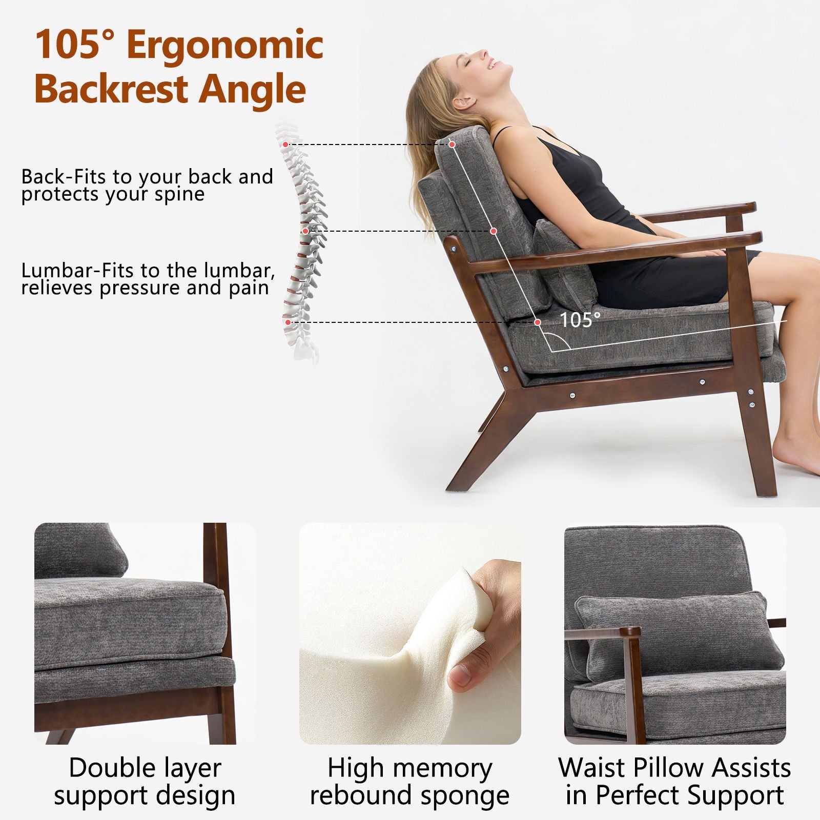 Living Room Chair With Lumbar Pillow