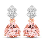 3.31 Carat Genuine Morganite and White Diamond 14K Rose Gold Earrings