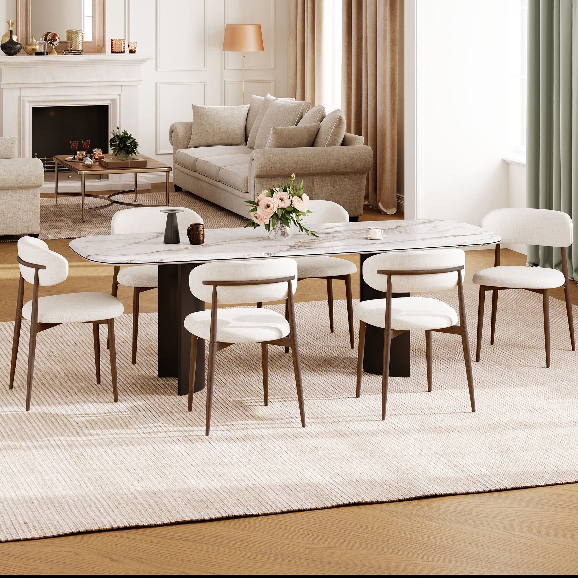 Upholstered Dining Chairs (Set of 2) - Beige