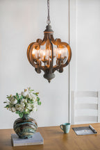 Farmhouse Chandelier, 6 Light Wood Chandelier Living Room Entryway