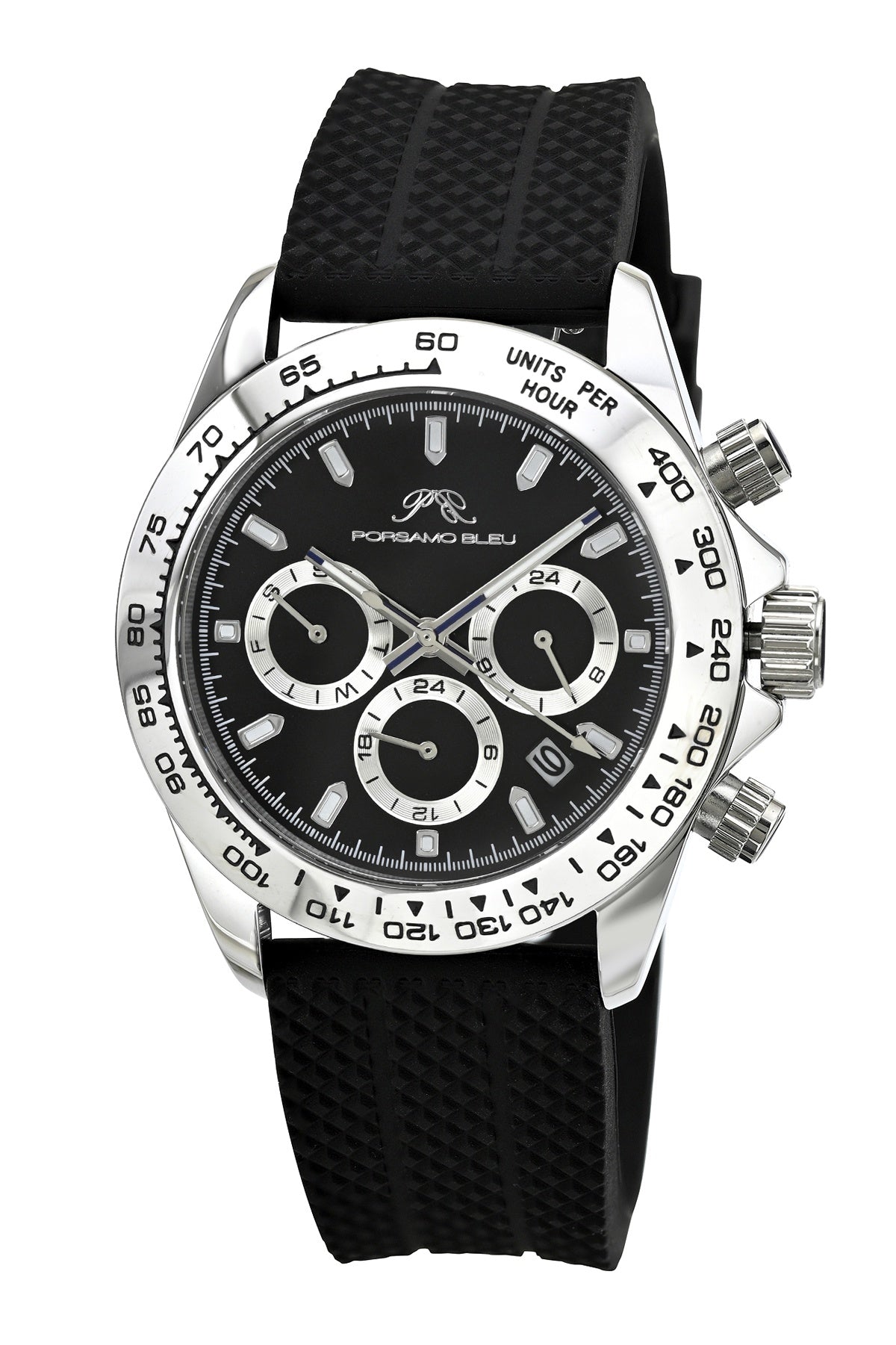 Preston Sport Silicone Silver Tone & Black Men's Watch 1037APRR